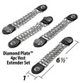 thumbnail image 4 of Diamond Plate 4-Piece Vest Extender Set - Faux Leather Ends, Nickel Button with Skull Medallions - 6.5 Inch Extensions, 4 of 4