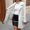 #3 longline_White, variant on Women's Floor-Grazing Fleece Coat Lapel Collar Faux Fur Trim Sherpa Lined Luxury Lounge Wear Winter Warm Statement Piece