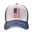 thumbnail image 2 of America Flag Baseball Cap Distressed Adjustable Vintage Cotton Denim Hat for Women Men, 2 of 7