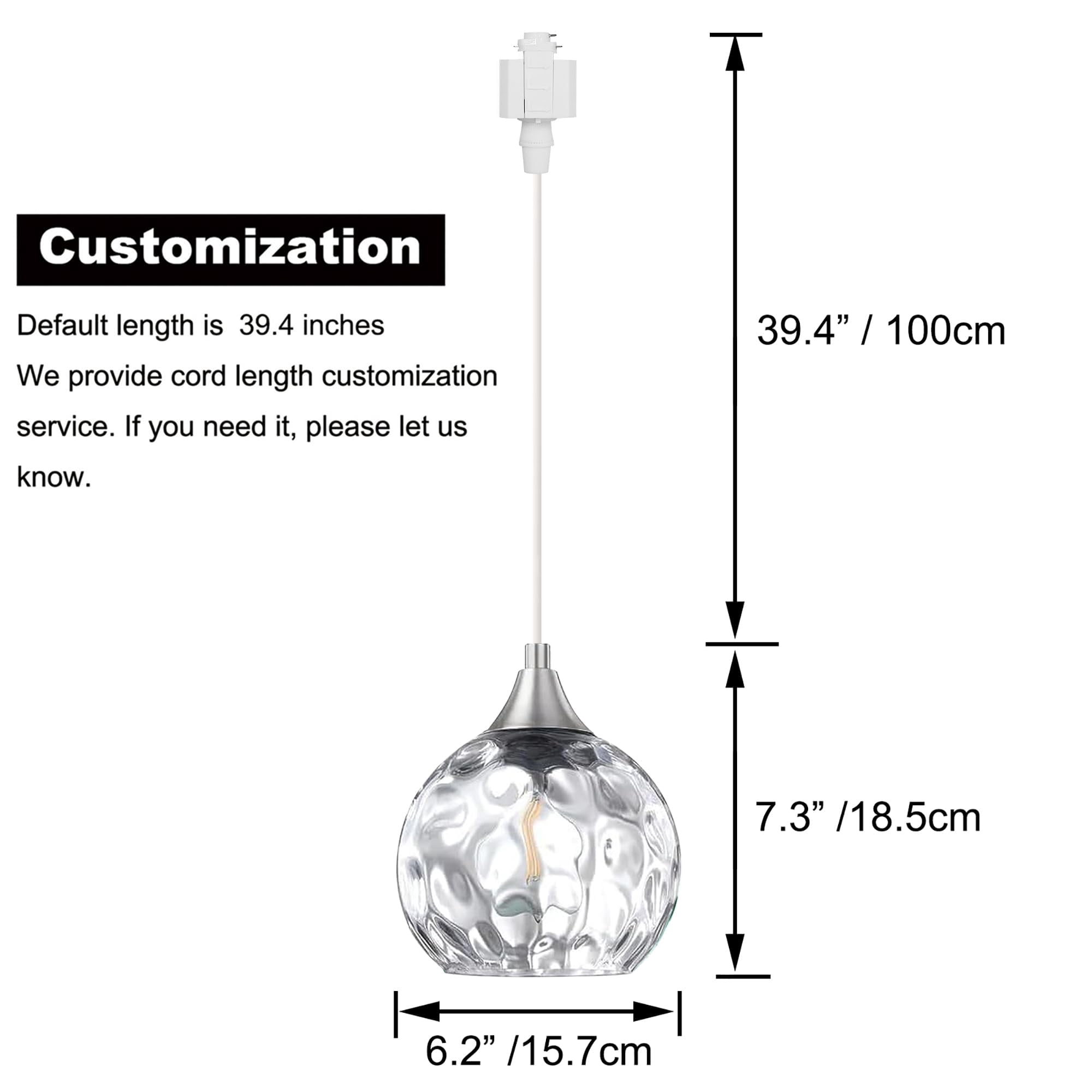 Kiven H-Type track lighting pendants Dimmable,Modern h track pendant lights with Clear Glass Globe,Decorative Track Lighting Fixture for Kitchen Hallway Restaurant Shop(3-Light)