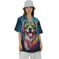 thumbnail image 4 of Hippie Bernese Mountain Dog Portrait oil painting Watercolor Tie-dye Vintage Hawaiian Shirt Breathable Summer Unisex Merch Berner Lover Gifts - 00015, 4 of 6