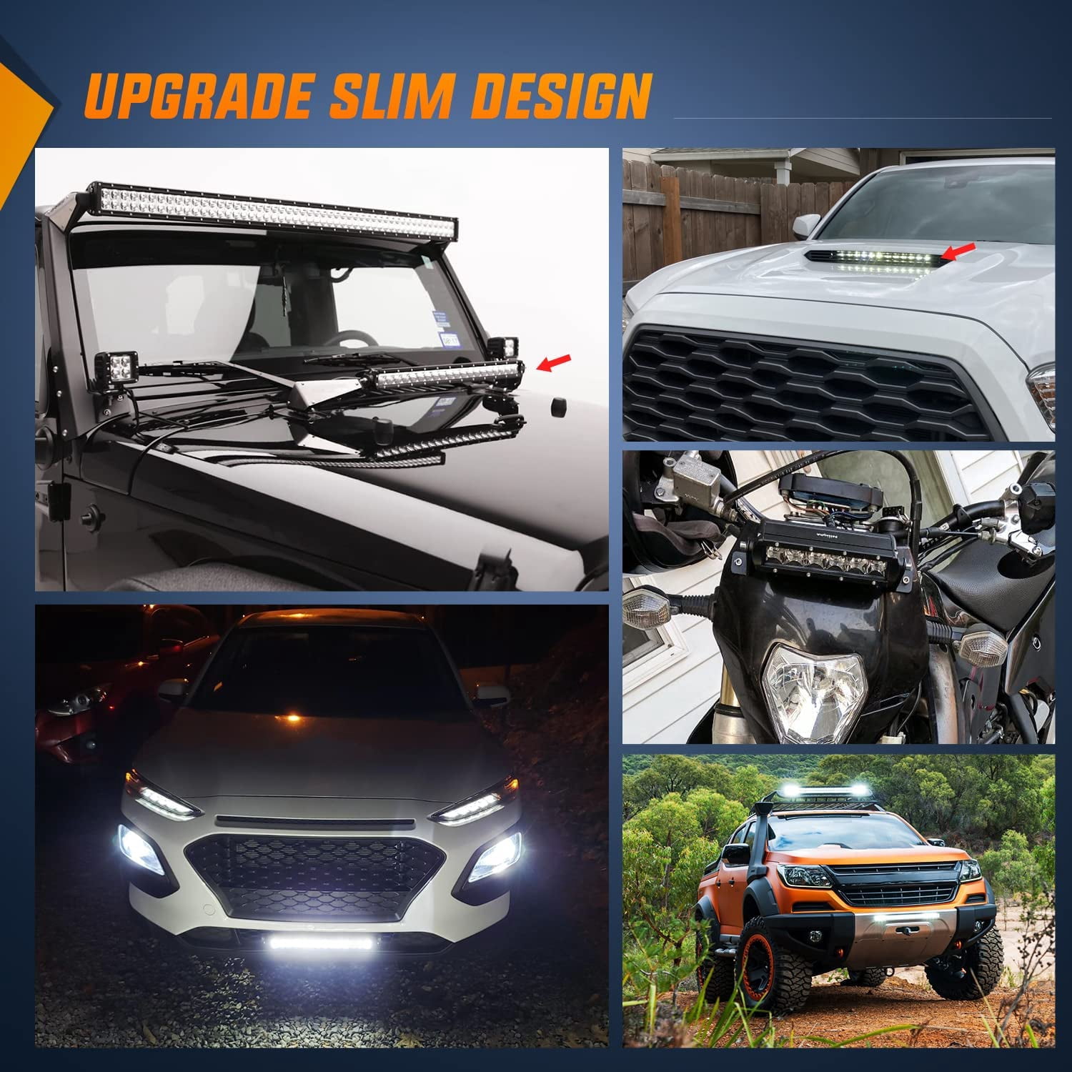 Nilight 2PCS 11 Inch 50W Super Slim Flood Led Light Bar 5000LM Driving Fog Light Single Row Off Road led Lights for Jeep - 2 Style Mounting Brackets