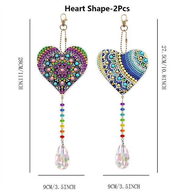 2pcs DIY Artificial Diamond Painting Catcher Wind Chime, Special-shaped Artificial Diamond Painting Pendant, Animal Butterfly Love Artificial Diamond Painting Ornament, Keychain, Double-sided Pendant