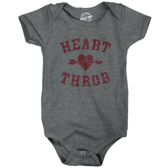 Heart Throb Baby Bodysuit Funny Valentines Day Romper for Infants