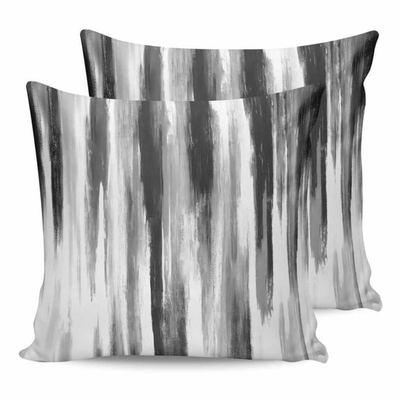 Outdoor Waterproof Throw Pillow Covers Set of 2 Black Grey Decorative Pillowcases Square Outdoor Pillows Cushion Case 16x16 Inch Abstract Art Texture Patio Pillows for Couch Sofa Bed Garden