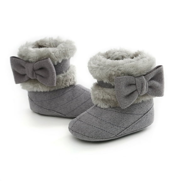 TAIAOJING Baby Boy Girl Boots Shoes Winter Snow Bowknot Soft Sole Warm Toddler Prewalker Booties Stylish Footwear 12-15 Months