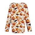 thumbnail image 6 of Women's Fall Thanksgiving Tops Long Sleeve Crew Neck Shirts Halloween Pullover Blouse Casual Loose Fit Autumn Leaf Pumpkin Bat Graphic Festive T-Shirt, 6 of 6