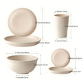 thumbnail image 6 of 16/32pcs Kitchen Plastic Wheat Straw Tableware Set, 4/8 People, Plates, Dessert Plates, Cereal Bowls, Cups, Unbreakable Black Plastic Outdoor Camping Tableware, Black Wheat Straw Tableware, 6 of 7