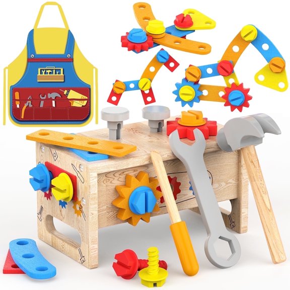 Toys for Boys 3-6 Years Kids Tool Set for Boys Pretend Play Work Bench Toy Set Educational Construction Montessori STEM Learning Kit for Toddler Boys, Age 2-6