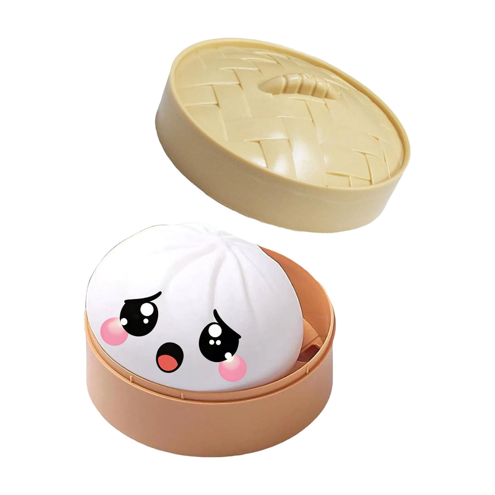 Glitter Colorful Dumpling Squishy, Cute Squishy Dumpling Large with Steamer, Squishy Dumpling Doll with Cute Expressions, Silicone Bun Sensory Fidget Dolls, Hand Pinching Decompression Dolls