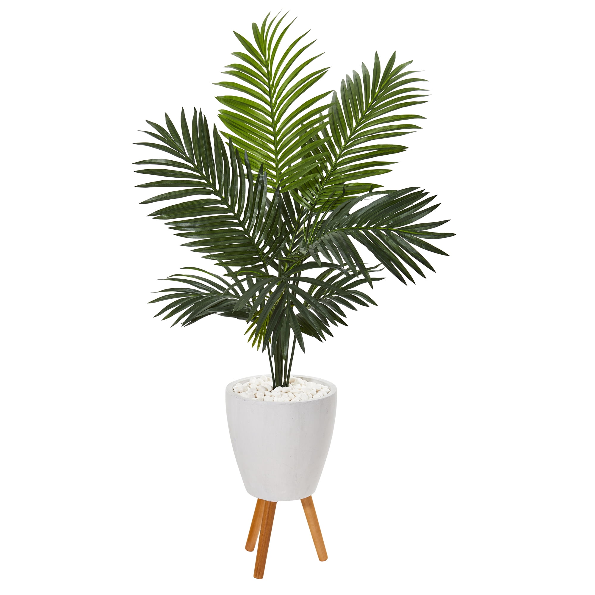 Nearly Natural 61in. Paradise Palm Artificial Tree in White Planter