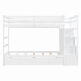 thumbnail image 4 of Twin Over Twin Kids/Teens Bunk Bed with Buit-In Staircase, Wooden Storage Bed Frame with 6 Drawers, 4 of 12