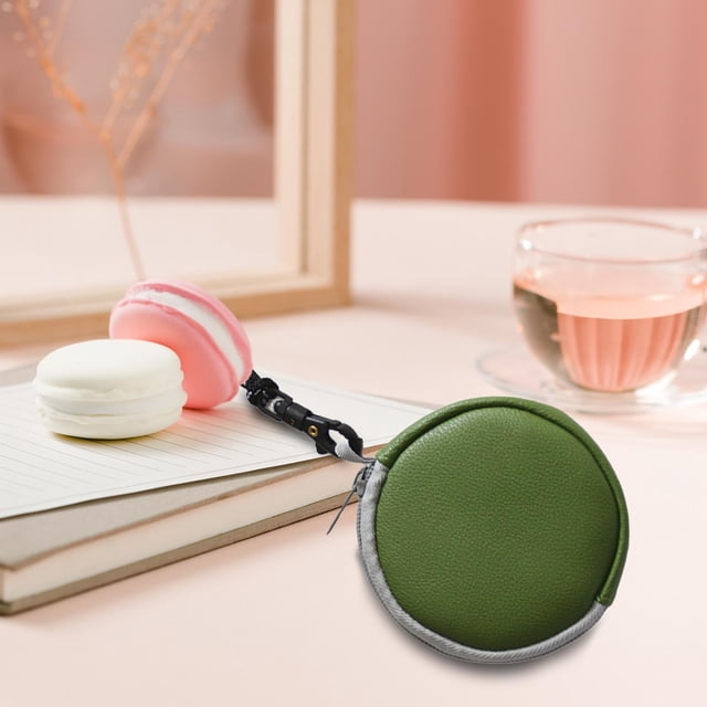 Bolsa para colgar en el cuello Sharpla funda para auriculares cartera de cuero PU con cordón ajustable de viaje Verde