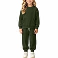 thumbnail image 6 of XAOFW Girl Outfits Long Sleeve Solid Color Sweatshirt Jogger Sweatpants Little Girls Fall Winter Cozy Clothes Sets 4-5 Years, 6 of 9