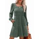 thumbnail image 1 of Vestido Estilo Babydoll Informal de Otoño con Cuello Cuadrado y Larga para Mujer. Verde XL, 1 of 7