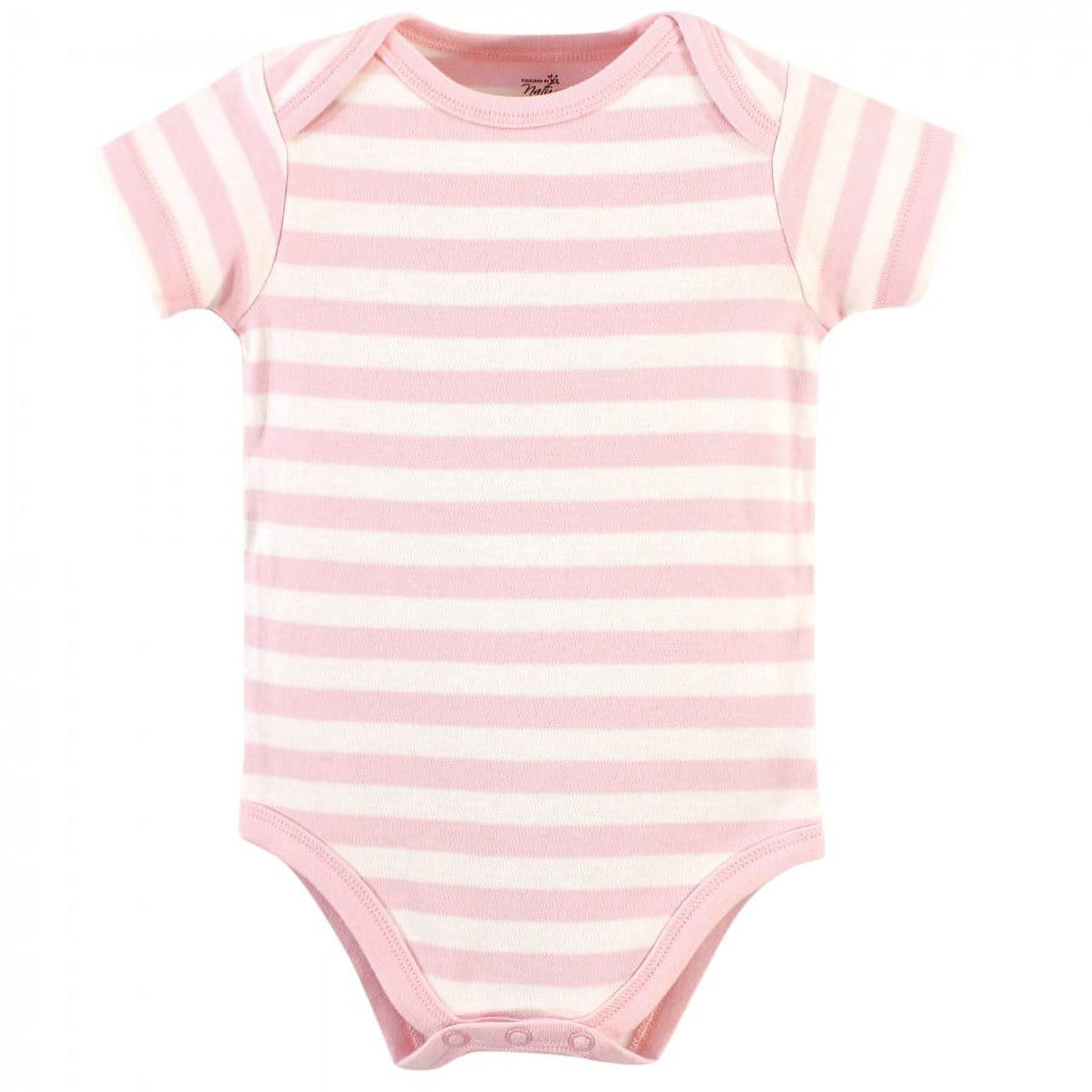 Touched by Nature Baby Girl Organic Cotton Bodysuits 5pk, Rosebud, 12-18 Months