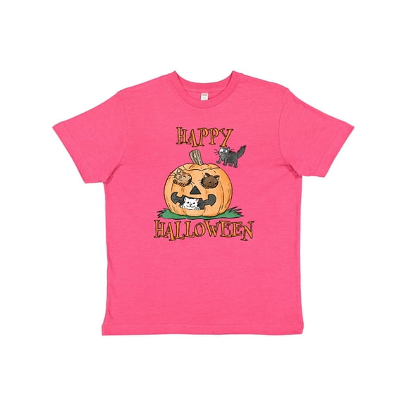 Inktastic Happy Halloween Kittens in a Pumpkin Youth T-Shirt