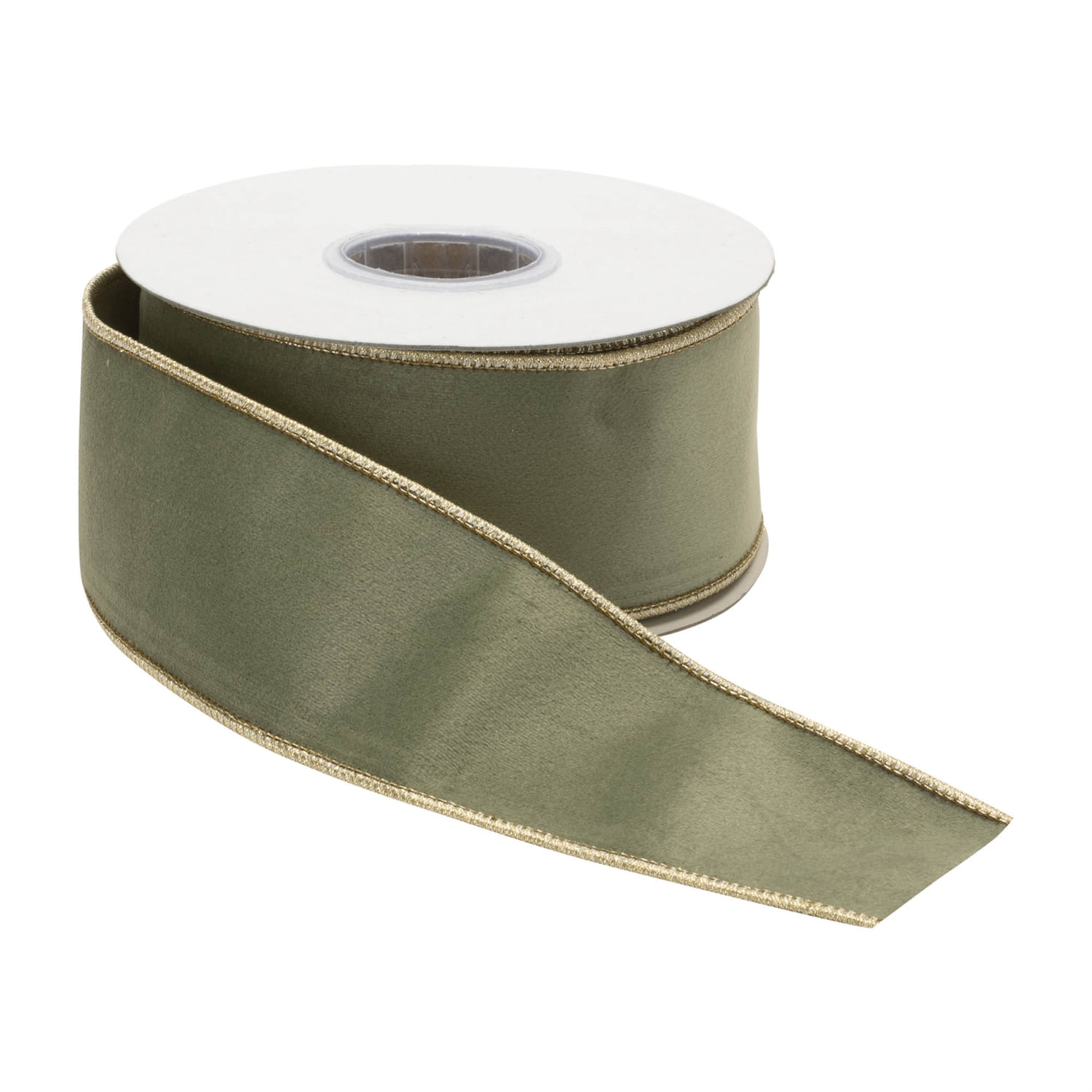 Melrose 95761DS 2.5 in. x 10 yards Wired Polyester, Green & Gold - Set of 2