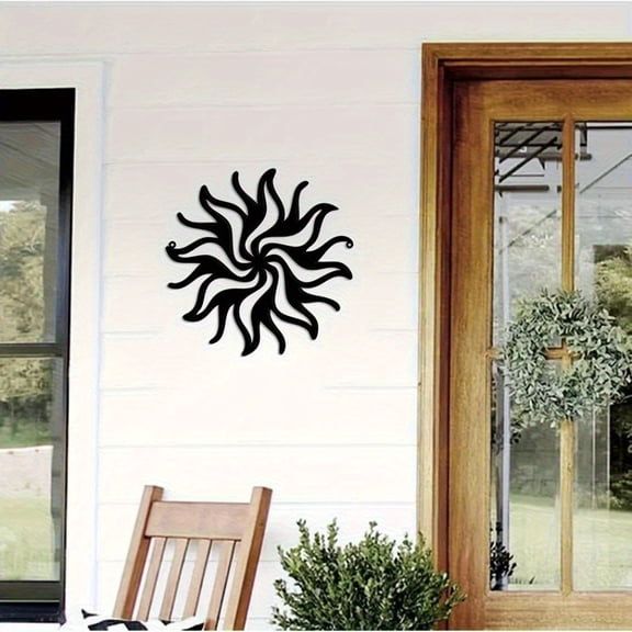 HELLOYOUNG Sun Wall Art Metal, Bohemian Iron Wall Decor Outdoor Garden Hanging Sculpture, Handmade Retro Hippie Decor for Porch Terrace Durable Decorative Wall Hanging