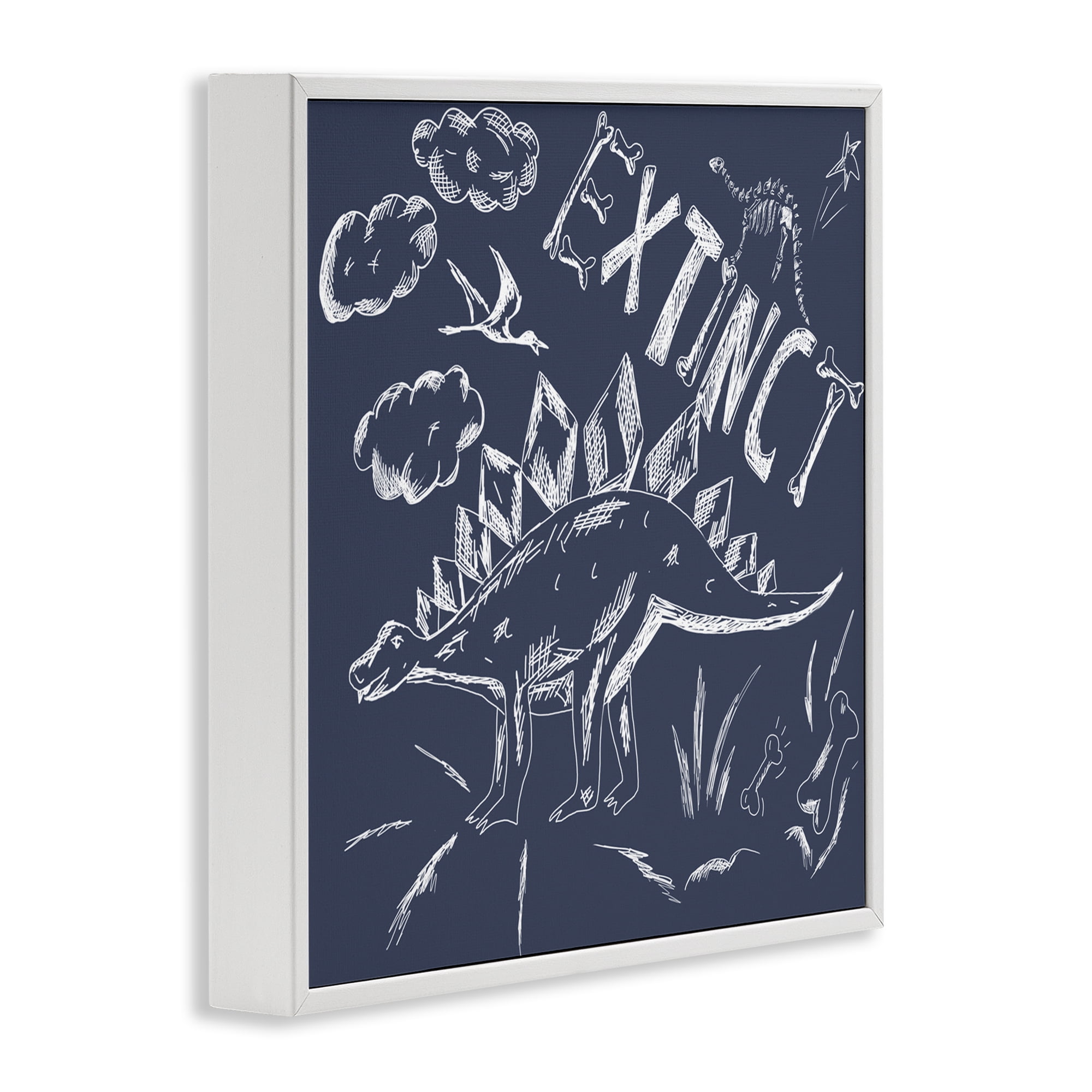 Sketchy Extinct Dinosaur White Framed Giclee Art, design by HUE and MI and Sangita