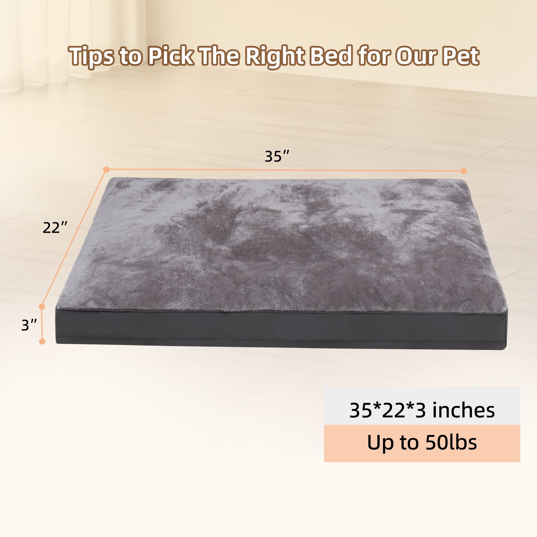 Waterproof 35" Dog Bed for Large Dogs with Removable Washable Cover