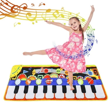 Piano Music Mat, Keyboard Play Mat Music Dance Mat with 19 Keys Piano Mat, 8 Selectable Musical Instruments Build-in Speaker & Recording Function for Kids Girls Boys, 43.3'' x14.2''