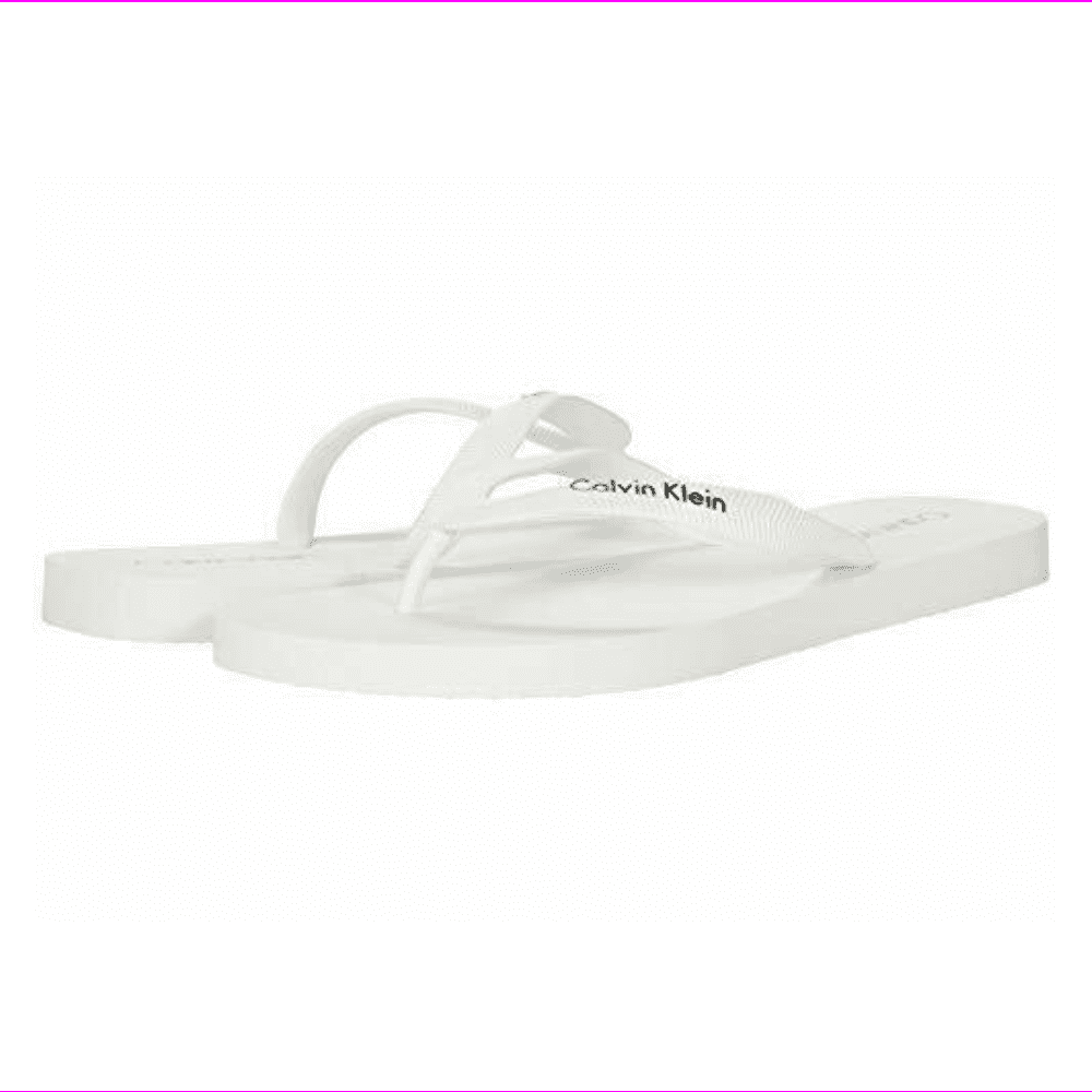 Calvin Klein Women's Dawni Minimal Logo Flip Flop Sandal White 6 M ...