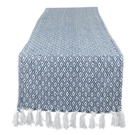 

72 Blue and White Rectangular Diamond Weaved Table Runner