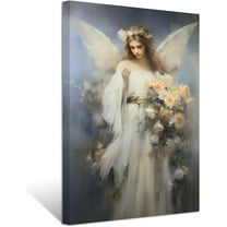 ZHONGYUTONG Angel Canvas Wall Art Angel Wing Painting Prints Elegant Girls Picture Abstract Vintage Artwork for Living Room Home Decor Framed (12.00" x 18.00")