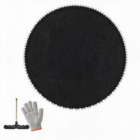 15 Ft Round Trampoline Replacement Jumping Mat, Premium PP Trampoline Mat with 96 V‑Hooks & Spring Tool, UV‑Resistant 8‑Row Reinforced Stitching for 7‑Inch Springs Trampoline