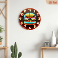 thumbnail image 5 of A 10-inch 2D flat "Neon Burger" themed wooden silent wall clock is an excellent choice for Halloween/Easter/Christmas gifts and is suitable for modern home decoration art., 5 of 7