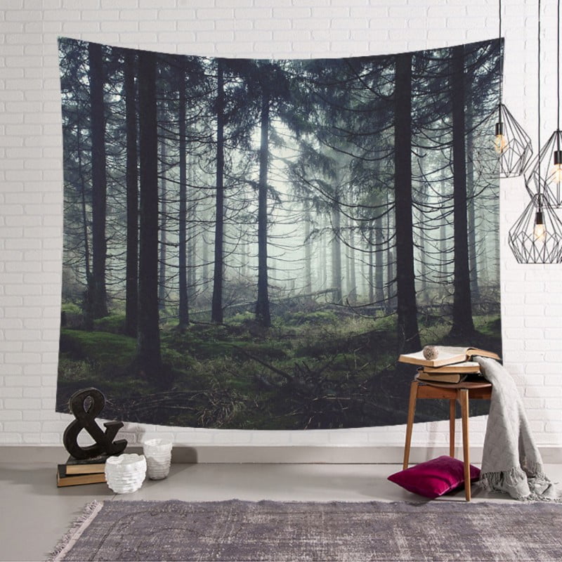 Misty Forest Tapestry Wall Hanging The Moon and Mountain Tapestries Home Decor 