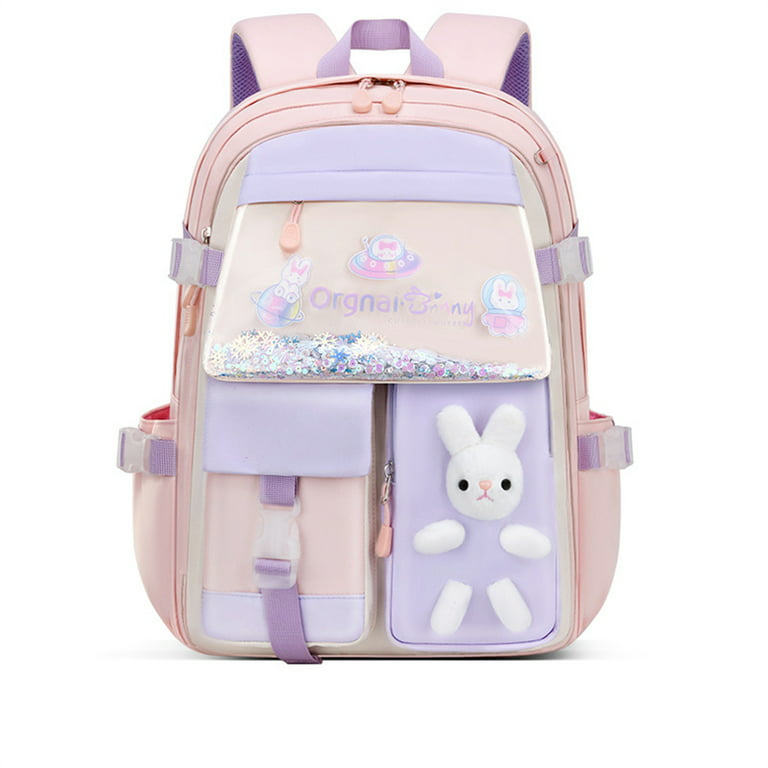 Laidan Cute Bunny Backpack School Bags Cartoon Travel Rucksack Book Bag for Girls Teenage Student KindergartenLarge-Pink, Kids Unisex
