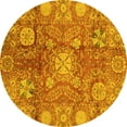 thumbnail image 1 of Ahgly Company Machine Washable Indoor Round Oriental Yellow Traditional Area Rugs, 8' Round, 1 of 4