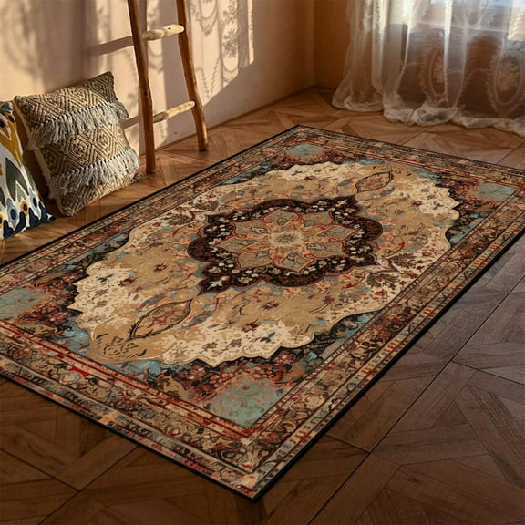Retro Ethnic Style Carpet for Living Room Persian American Large Area ration Rugs Non-slip Washable