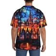 thumbnail image 3 of Gukieu Magical Stained Glass Castle Print Men's Short-sleeved Shirts, Button-down Pocket Shirts, T-shirts, Beach Vacation Travel Summer Clothing-3X-Large, 3 of 5