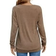 thumbnail image 5 of Idoravan Long Sleeve Shirts for Women,Ladies, Fashion Women Long Sleeve Comfortable Breathable Round--Neck Shirt Tops Coffee L, 5 of 8