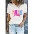 thumbnail image 6 of Women's White MAMA Checkered Bow Knot Graphic Crewneck T-Shirt | [ZhiHiMeRi] | (US 20-22)2XL, 6 of 8