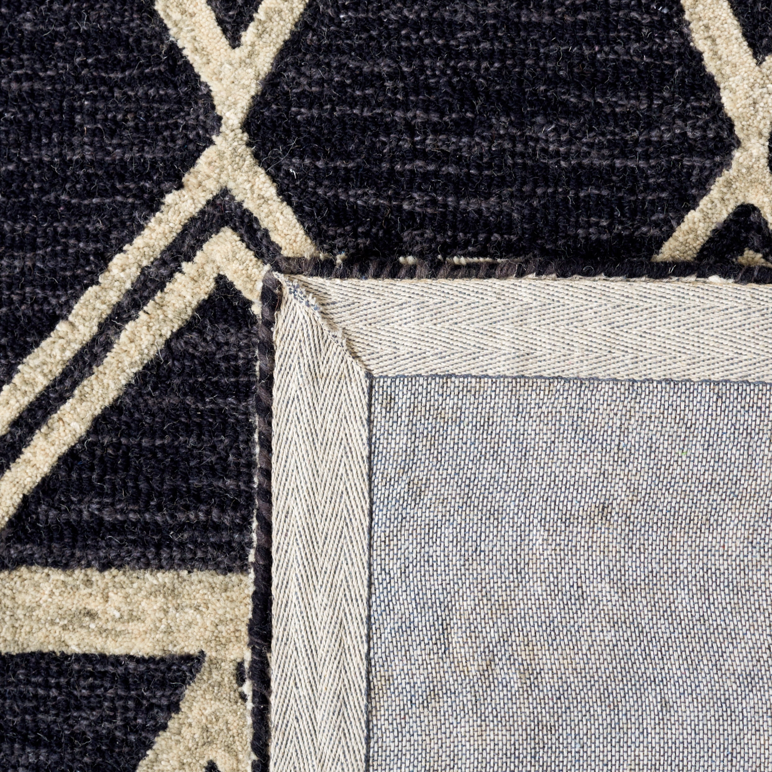 SAFAVIEH Abstract Torrey Geometric Wool Area Rug, Black/Ivory, 5' x 8'