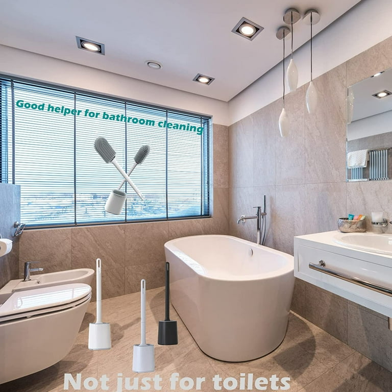 Silicone Bathroom Toilet Brush Plunger,Wall Mounted Brush Flexible flexers  deep Clean to Corner，Kawaii Duck Toilet Brush