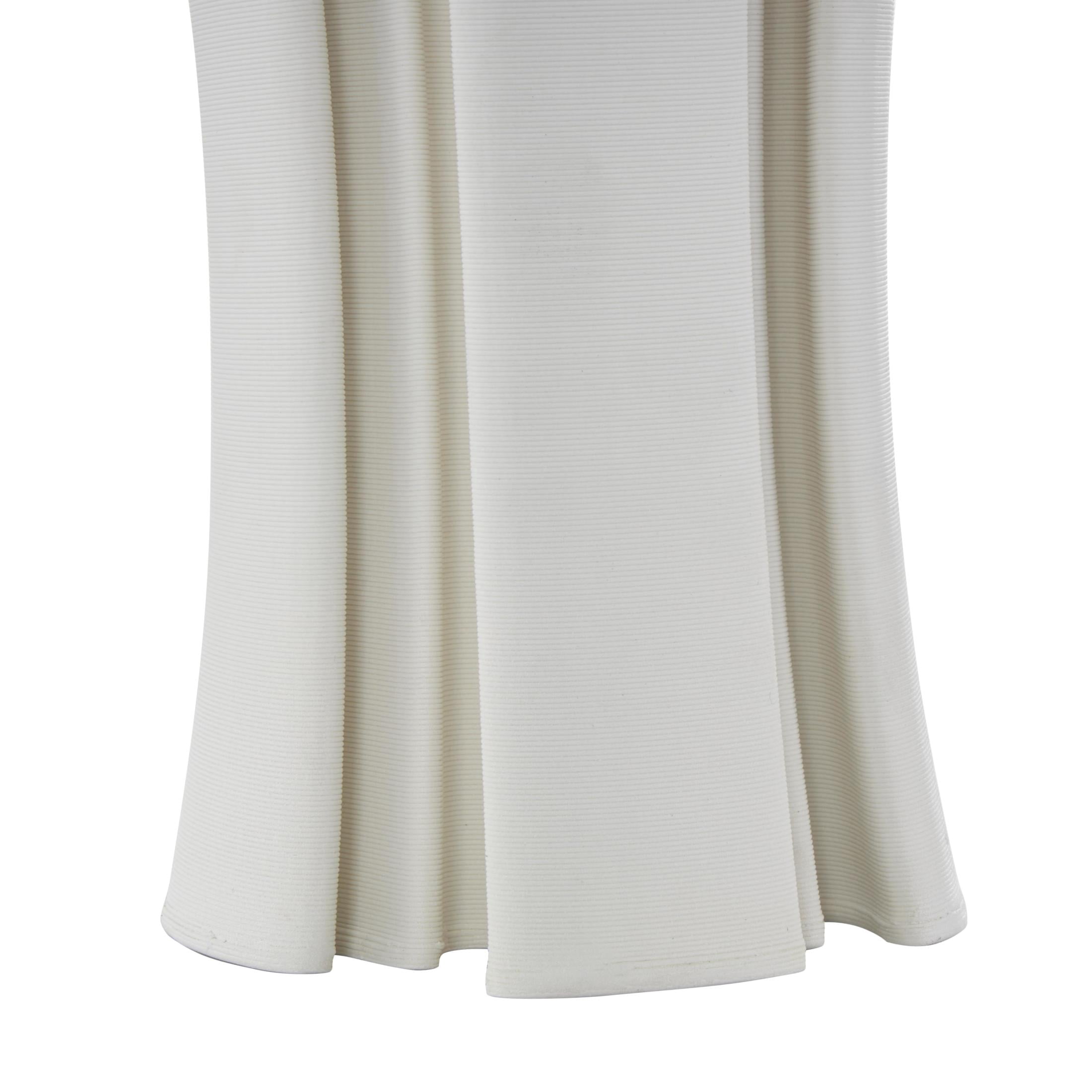 DecMode 15" Abstract Ribbed Dimensional Folded White Ceramic Vase with Curvy Rim