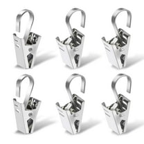 100 Pack Curtain Clips Hooks , Stainless Iron Drapery Hooks Clips for Hanging Party String Lights Christmas Courtyards Decoration, Art Craft Display, Gutter Tent Camper Awning Hangers, Silver
