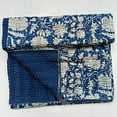 thumbnail image 3 of Sambhav Quilt Hub Indian Blue Floral Cotton Hand Patchwork Quilt, Throw Size, 3 of 4
