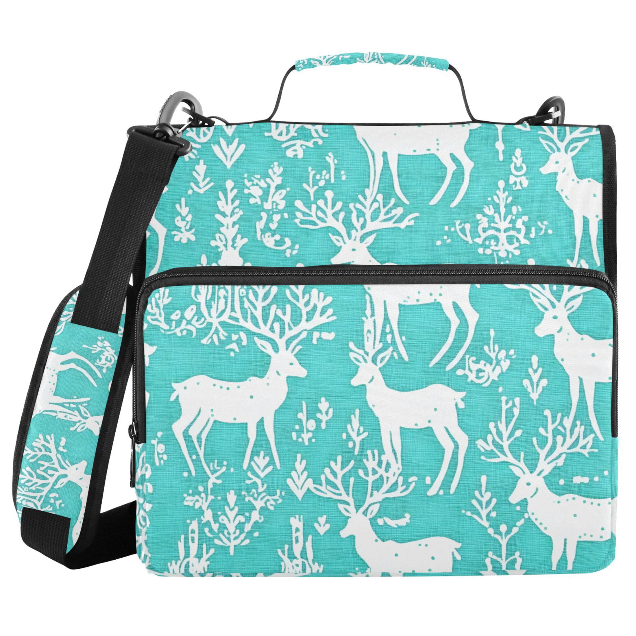 ALAZA Zipper Binder Deers on Blue 3 Ring Trapper Keeper File Folder Organizer Bag