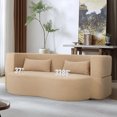 thumbnail image 6 of Sofas for Two 2-in-1 Convertible Sofa Bed, Full Size Folding Loveseat Couch with Soft Teddy Fabric, No Assembly Needed, Floor Sofa Mattress with 2 Pillows, Space-Saving Futon for Small Living Room, D, 6 of 10