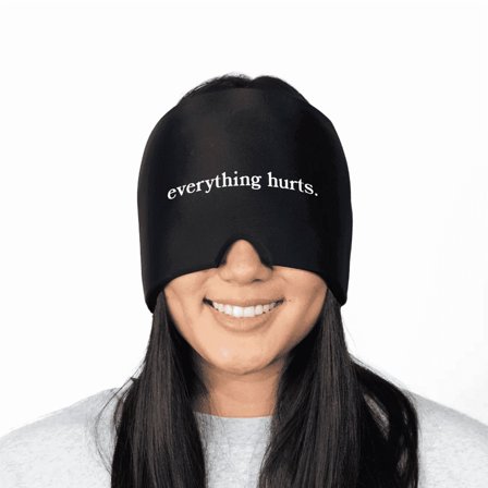 Huggs Hangover Relief Cap - "Everything Hurts." Soft Silicon Gel Design, Unisex, Snug Fit for All Head Sizes, Black