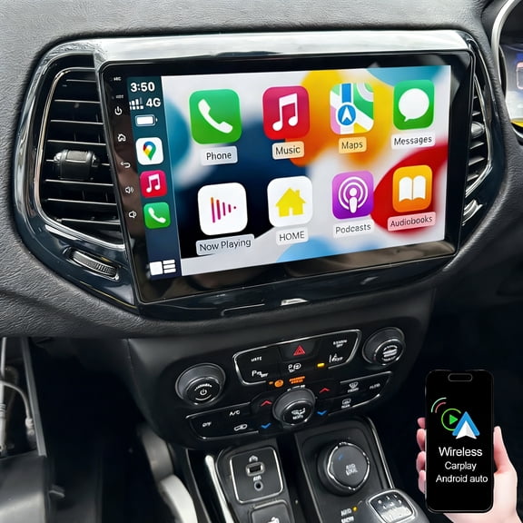 Dexico Android 13 Car Stereo for Jeep Compass 2017-2019, 10 Inch Touchscreen Radio with Wireless CarPlay Android Auto/GPS Navigation/Bluetooth/WiFi/FM Radio/Backup Camera