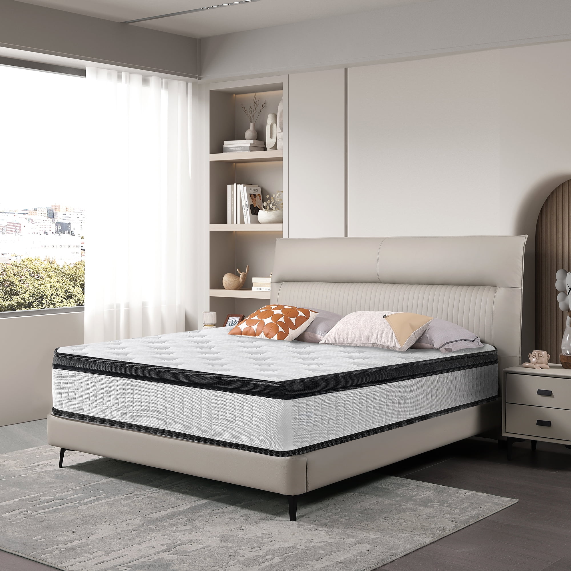 Twin XL Size Mattress,12 Inch Memory Foam Knitted Cover Hybrid Mattress,Individual Pocket