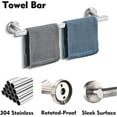 thumbnail image 2 of GPED Bathroom Durable Wall Mount Hand Towel Bars with Swivel Towel Ring & Robe Hooks, Silver, 7 Count, 2 of 8