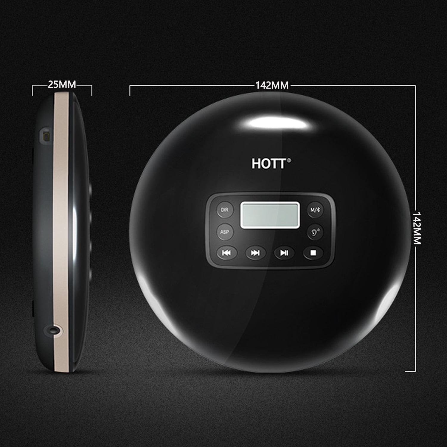 MEGICOT Portable Bluetooth 5.0 CD Player with LED Display, Rechargeable, Anti-Skip Protection, Anti-Shock, Headphone Jack Personal CD Music Disc Player